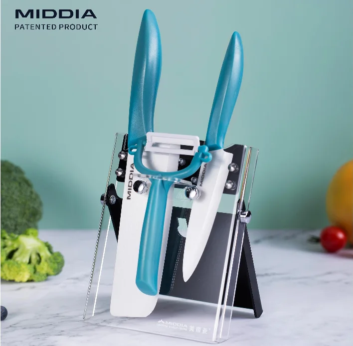 4 PCS Ceramic Knife Set With Block, model 1020055S4B