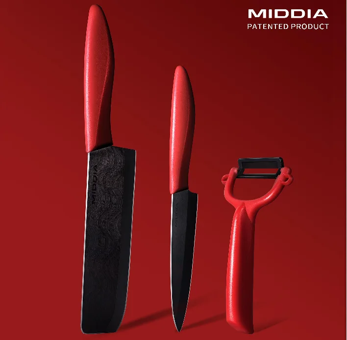 3 PCS Black Ceramic Knife Set, model 2b50010S4P